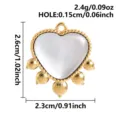 Colgante de corazón de acero inoxidable con piedra natural, abalorio de joyería DIY. - Dorado-Concha Blanca (S3320-G-W) / Dorado