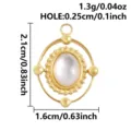 Gold stainless steel mother of pearl pendant oval charm DIY jewelry accessory details - Oval Track Shape (S3288) / Gold With White Shell