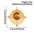 Gold Edelstahl Runde Tigerauge Stein Anhänger Charm DIY Schmuck Zubehör Accessoire - Tigerauge Stein (S3323-G-Gray)