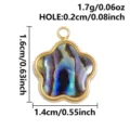 Stainless steel abalone shell cloud pendant detail view showing dimensions and weight specs. - Fluid Cloud Shape (S3289) / Gold with Abalone Shell