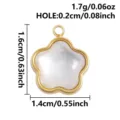 Stainless steel white shell flower pendant detail with size dimensions and weight specifications. - Fluid Cloud Shape (S3289) / Gold With White Shell