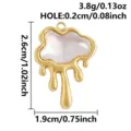 Stainless steel cloud shell pendant DIY jewelry accessory with clear dimension specs. - Flowing Cloud Shape (S3290) / Gold With White Shell