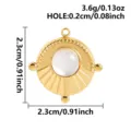 Runder Edelstahl Anhänger mit 18k Gold Naturstein Charm DIY Schmuck Zubehör 2.3cm 3.6g - Weißes Perlmutt (S3323-G-W) / Gold