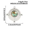 Edelstahl Anhänger Detail mit Abalone Muschel Einlage, Sonnenschein Design, 2,3cm Größe. - Abalone-Muschel (S3323-S-B) / Silber