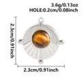 Edelstahl runder Anhänger Naturstein Charm DIY Schmuck Zubehör 2.3cm silber farbig - Tigerauge Stein (S3323-S-Gray) / Silber