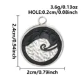 Pendentif rond en métal vague tendance pour bijoux faits main collier bracelet accessoires. - Style Anneau Argent (S3490-S-B) / Base Argent Noir