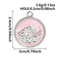 Pendentif rond vague de mode coloré goutte d'huile DIY collier bracelet accessoire bijoux - Style Anneau Argent (S3490-S-Pink) / Rose Argenté