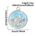 Détail du pendentif rond vague argentée avec émail bleu, taille 2.4x2cm et trou de 0.2cm DIY. - Style Anneau Argent (S3490-S-S) / Base Argent Bleu Clair