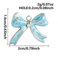 Blue enamel bow pendant stainless steel DIY jewelry accessory charm for necklace bracelet - Blue Silver Bowknot Pendant (S3495) / Blue Silver