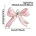 Pink enamel bow stainless steel pendant charm DIY cute necklace bracelet accessory - Pink White Bowknot Pendant (S3495) / Pink White