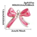 Pink enamel bow pendant charm, stainless steel DIY jewelry accessory for cute necklaces. - Hot Pink Bowknot Pendant (S3495) / Pink