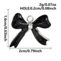 Black glitter bow pendant stainless steel charm DIY jewelry accessory cute necklace bracelet part - Black Glitter Bowknot Pendant (S3495) / Black Glitter