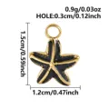 Gold and black enamel starfish pendant detail showing precise dimensions and hole size. - Gold Base Black (S3477-G-B)