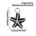 Silver drop oil starfish pendant DIY handmade jewelry accessory charm component 1.5cm - Silver Base Black (S3477-S-B)