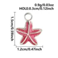 Pink enamel starfish charm detail, featuring silver-tone metal and precise size dimensions. - Silver Base Hot Pink (S3477-S-Hot Pink)