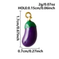 Colgante de berenjena de esmalte de acero inoxidable abalorios DIY collar pulsera accesorios - Forma de Berenjena (B142-S) / Plateado