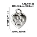 Colgante de corazón con huella de pata de acero inoxidable para joyería DIY y collares. - Huella de Pata Corazón (S3570-S)
