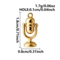 Goldenes Vintage Mikrofon Anhänger aus 316 Edelstahl für DIY Schmuck Zubehörteil. - Mikrofon (B279-G)