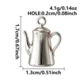Edelstahl Vintage 3D Teekanne Charms Anhänger DIY Schmuck Zubehör in silberner Ausführung. - Teekanne (B280-S)