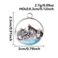Stainless steel enamel mountain pendant DIY jewelry accessory charm for necklace bracelet - Silver Round (Landscape Pattern)