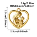 Gold mother and child heart pendant detail, metal DIY jewelry accessory 2.5cm size. - Mother and Child Heart Style (S3516-G) / Gold