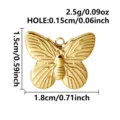 Golden butterfly pendant detail, metal charm with dimensions and hole size for DIY jewelry. - Butterfly Style (S3517-G) / Gold
