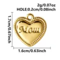 Gold retro Mom heart pendant for DIY jewelry making, necklace bracelet charm accessory. - Retro Mom Heart Style (S3520-G)