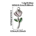 Stainless steel rose flower enamel charm pendant DIY jewelry making accessory with clear size. - Silver Rose (Pink Green Enamel)