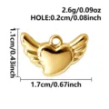 Gold angel heart pendant DIY jewelry accessory charm for necklace bracelet keyring - Winged Heart Style (S3529-G)