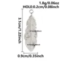 Edelstahl Feder Anhänger DIY Schmuck Zubehör mit detaillierter Textur und Abmessungen. - Feder Anhänger (S3335-S) / Silber