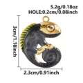 Colgante de camaleón de esmalte dorado para joyería DIY, accesorio de diseño de lagarto elegante. - Colgante de Camaleón (S3482) / Oro - Lomo Verde