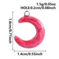 Hanger halve maan macaron roze emaille roestvrij staal DIY sieraden bedel accessoire mooi - Maan Hanger / 1.8x1.4cm / Marmer Rood Maan (S3418-S-R)