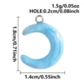 Blauwe glitter halve maan hanger, roestvrijstalen DIY sieraden bedel accessoires nieuw - Maan Hanger / 1.8x1.4cm / Marmer Blauw Maan (S3418-S-S)
