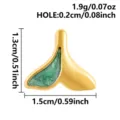 Gold whale tail pendant with green glitter enamel, showing exact size specifications. - Gold Color With Green Glitter (S3232-G-G)