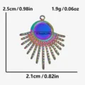 Rainbow stainless steel sunburst pendant charm for DIY jewelry making and stylish accessories. - Colorful