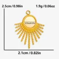 Gold stainless steel sunburst pendant blank tray for DIY jewelry making accessories charm. - Gold