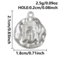 Ciondolo testa di Buddha in acciaio inox, accessorio gioielli DIY, 2.1x1.8cm, 2.5g. - Moneta Testa di Buddha Argento (S3195-S)