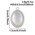 Stainless steel oval pendant with natural shell inlay, ideal for DIY jewelry making parts. - S3272-Oval (S3272) / 2x1.3cm / Silver (White Shell)