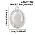 Stainless steel oval shell pendant jewelry charm for DIY necklace bracelet making accessories. - S3274-Oval Beaded Edge (S3274) / 2.5x1.7cm / Silver (White Shell)