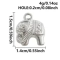 Ciondolo charm elefante in acciaio inossidabile per creazione di gioielli fai da te 1.5cm - Elefante Con Trama Argento (S3200-S)