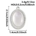 Stainless steel oval pendant with natural mother of pearl shell inlay and dimension guide. - S3276-Oval (S3276) / 2.1x1.4cm / Silver (White Shell)