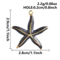 Pendentif étoile de mer émaillé bleu foncé bord doré breloque bijoux fait main accessoire - Pendentif Étoile de Mer / Noir Doré