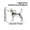 Pendentif charm chien 3D couleur argent accessoire bijoux DIY avec dimensions claires. - Chien (B114-S)