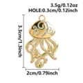 Vista detallada del colgante de medusa de metal dorado con esmalte azul y medidas. - Colgante de Medusa (S3472) / Dorado con Azul Claro