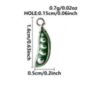 Groene Erwtenpeul RVS Hanger Bedel voor DIY Sieraden Maken, Geëmailleerde Variant - Erwtenpeulvorm (B170-S) / Zilver