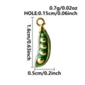 Groen geëmailleerd erwtenpeul hanger roestvrij staal voor DIY ketting armband sleutelhanger 1.6cm - Erwtenpeulvorm (B170-G) / Goud