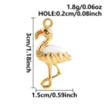 Gold-plated flamingo enamel pendant charm for DIY necklace bracelet jewelry making 3cm - Gold Tone White Flamingo