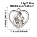 Silver mother and child heart pendant, hollow love charm for DIY jewelry making and necklace. - Mother and Child Heart Style (S3516-S) / Silver