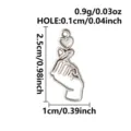 Silver finger heart metal pendant hollow heart DIY jewelry accessory for necklace bracelet keychain - Hand Heart Style (S3522-S)