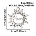 Silver sun Mom pendant charm DIY jewelry accessory with detailed size and weight specifications. - Sun Mom Style (S3528-S)